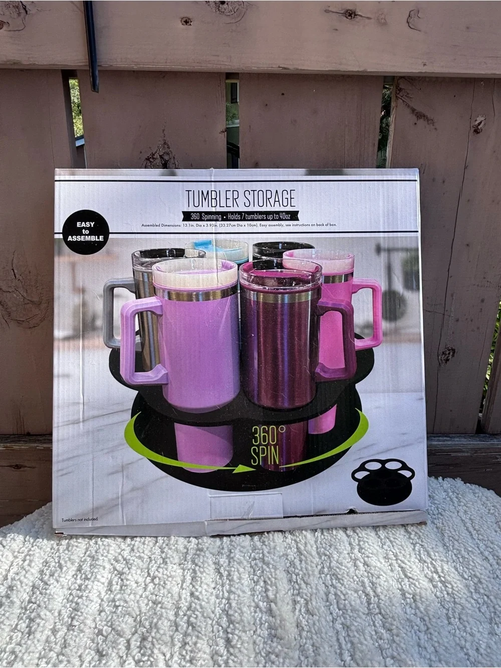 Rotating 360° Tumbler Organizer Carousel - Pink & Gray